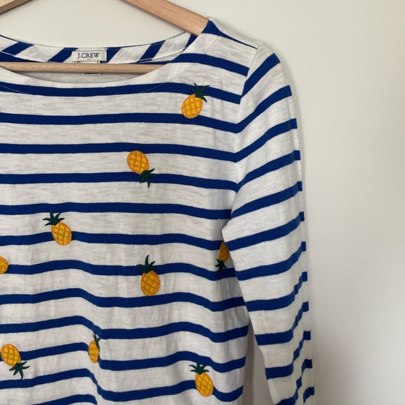 J. Crew • Blue & White Striped Pineapple Tee - Picture 3 of 6